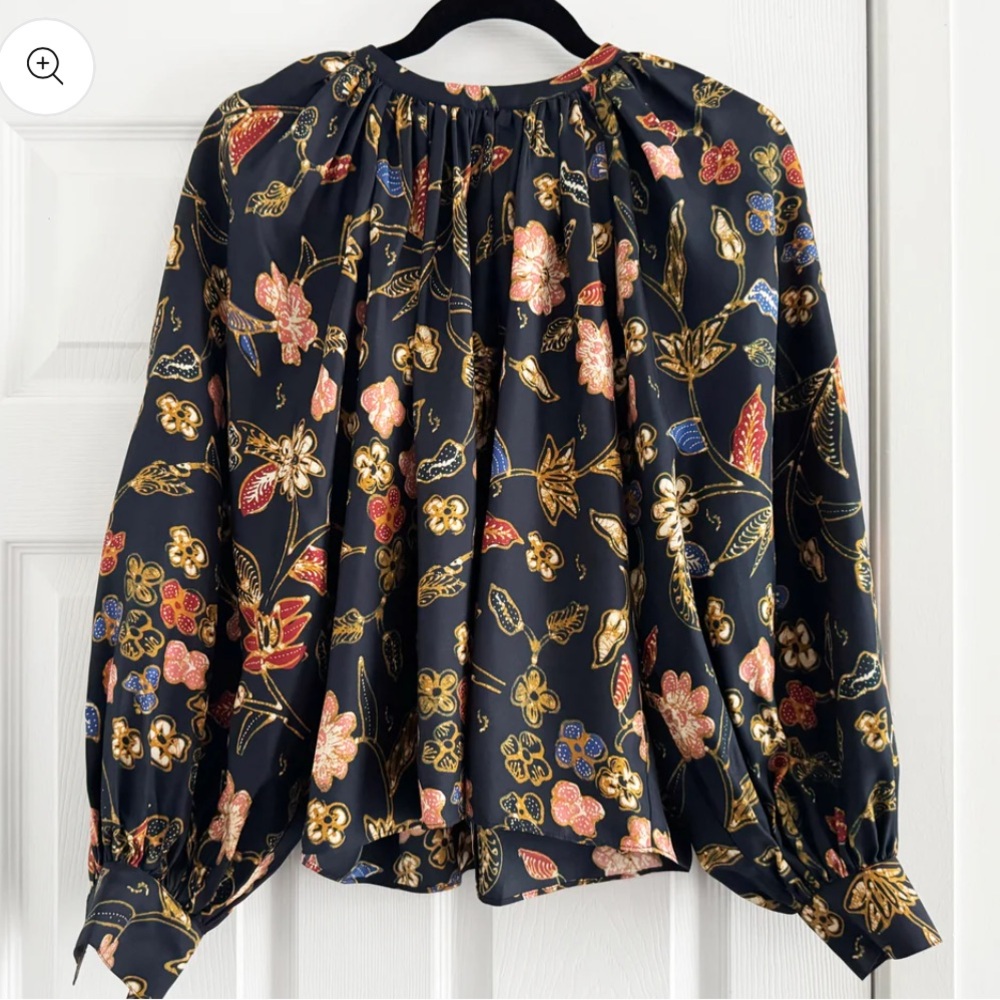 Ulla Johnson "Marisol" Floral Silk Blouse in "Odessa"